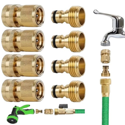 #ad 4 Pair 3 4quot; Garden Hose Quick Connect Water Hose Fit Brass Female Male Connector $8.99