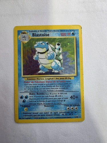 Spanish 1st Edition Blastoise Holo LP Base Set 002/102