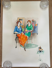 Itzchak Tarkay (1935-2012) Hand Signed Original Mixed Media Watercolor Painting