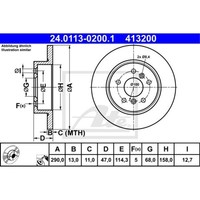 Ate 2X Bremsscheibe Hinten Ø290 Mm Voll FüR Nissan Qashqai Ii J11 J11_ 1.2