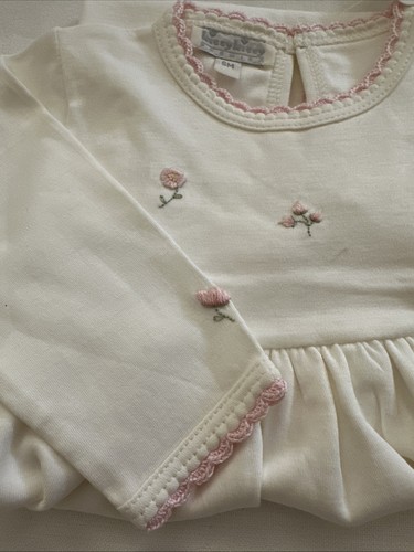 Kissy Kissy Premier NWT Sleeper Gown SM Coming Home Pima Cotton Pink Crochet Tri