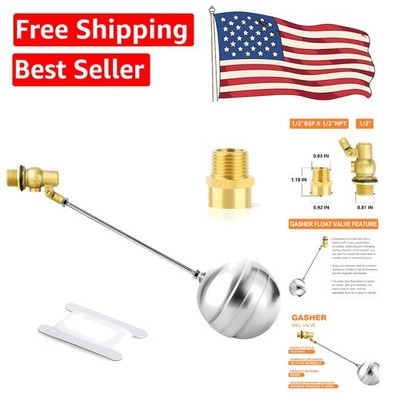 1/2'' Stainless Steel Float Ball Valve - Adjustable Water Level Control DN15