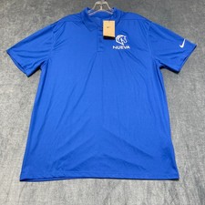 Nike Dri Fit Polo Shirt Mens L Blue Embroidered Logo Nueva Golf Tennis Outdoor