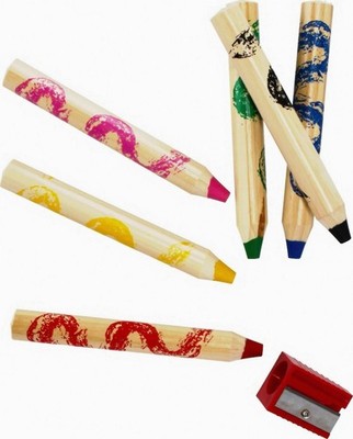 Gros Crayons Jumbo 6 couleurs + taille-crayon
