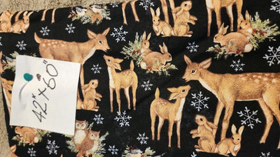 SUSAN WINGET FABRIC OLD WORLD REINDEERS & RABBITS 42 x 60