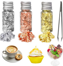 3 Pieces Gold Leaf Edible for Cakes, Gold Leaf Flakes Gold Foil Paper Gold Leaf 