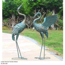 Weather-Resistant Crane Statues, Decorative Bird Sculptures for Lawn and Garden