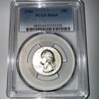 A 1943 25C Washington Quarter Dollar PCGS MS64. Blast White