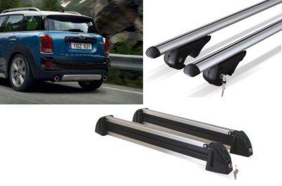 DACHTRÄGER ALUMINIUM MINI COUNTRYMAN 2019 + SKITRÄGER 4 PAAR ALUMINIUM SCHLÜSSEL