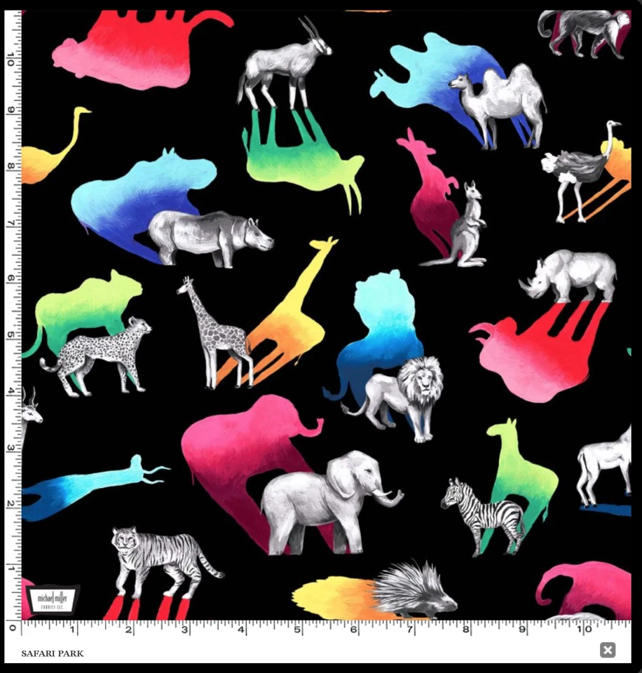 Michael Miller Safari Park~Black~Black and White and Bright Allover~BTY~CX11456 - Image 2 of 2