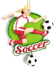 Kurt Adler 4 Inch Girl Soccer Player Christmas Ornament w Ball