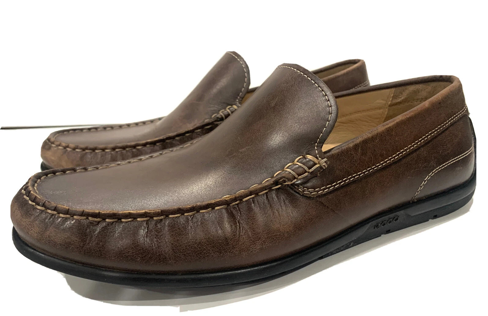 mocassini uomo scarpe mocassini ecco pelle marrone taglia 44