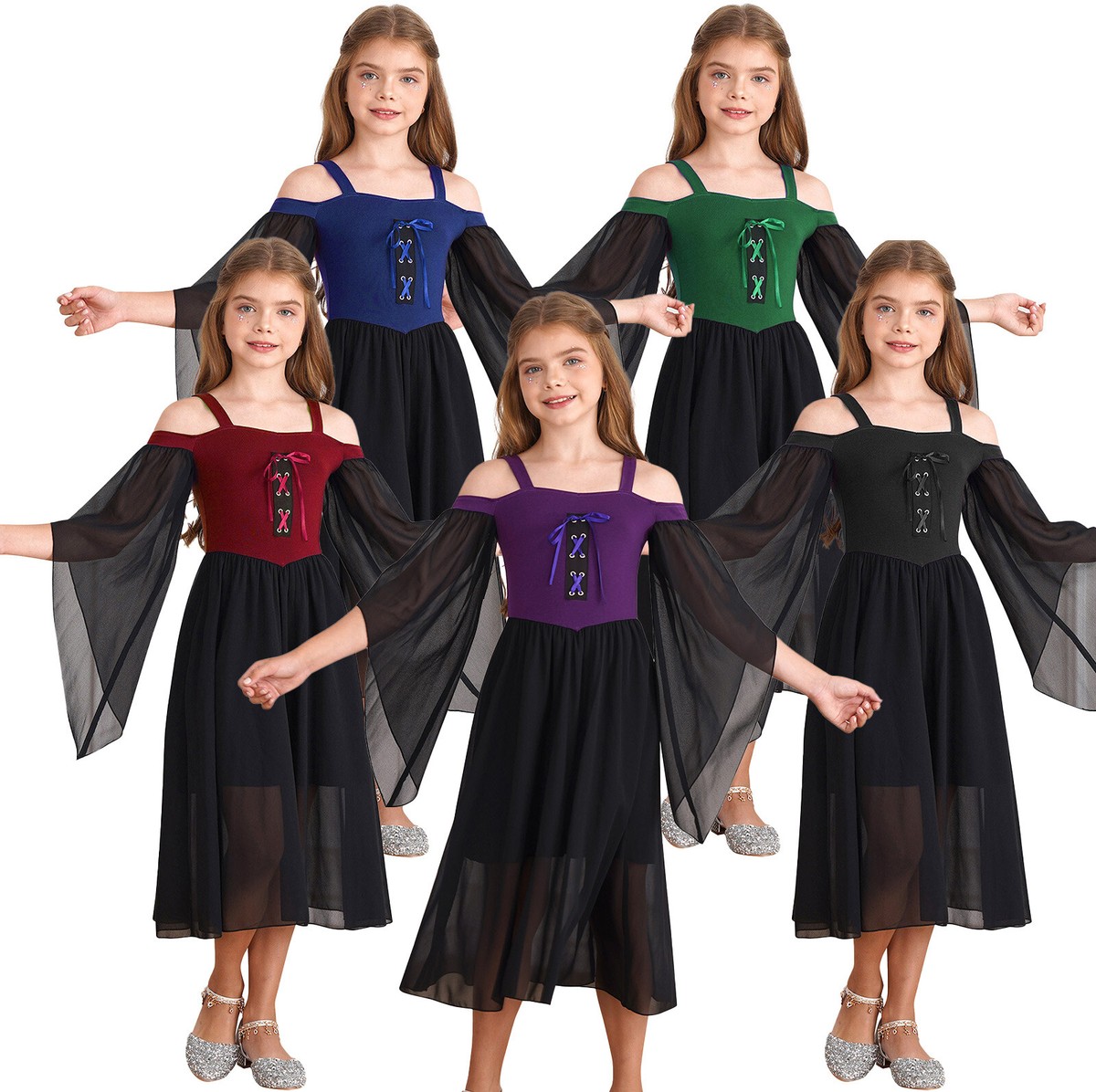 Mittelalter-Kleid Mit Kürbis-Print Für Halloween & Cosplay – Gothic-Damenkleid Langarm Mit Kapuze Im Vintage-Renaissance-Stil