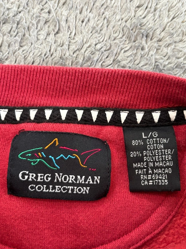 Vintage Greg Norman Red Pullover Golf Crewneck Sweatshirt Size Large 90s Shark - Image 2 of 4