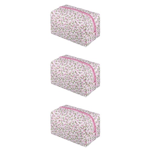 Lot De 3 Mini Trousses De Maquillage HTTDSLF - En Toile Avec Fermeture éclair - Dimensions 25x17x6 Cm - Pour Rangement Cosmétiques, Voyage, Cadeau Femme