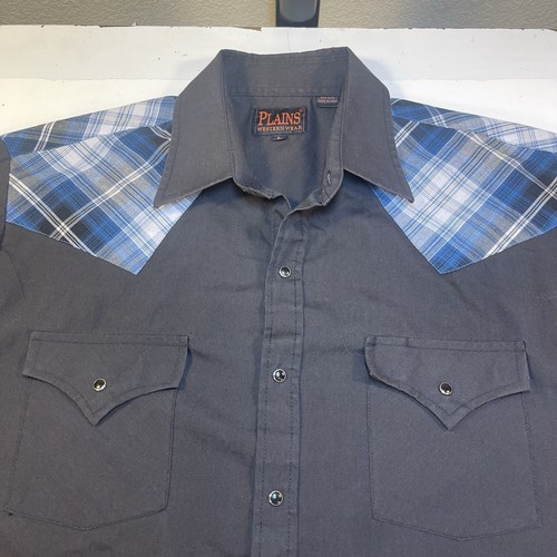 PLAINS WESTERN WEAR COWBOY WESTERN SNAP UP SHIRT Herren XL schwarz - Bild 2 von 7