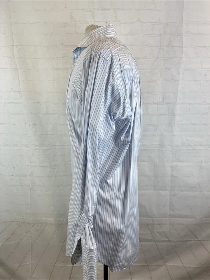 Burberry Men's Light Blue Striped Cotton Dress Shirt 16-16.5 34/35 $695 - Image 4 of 4