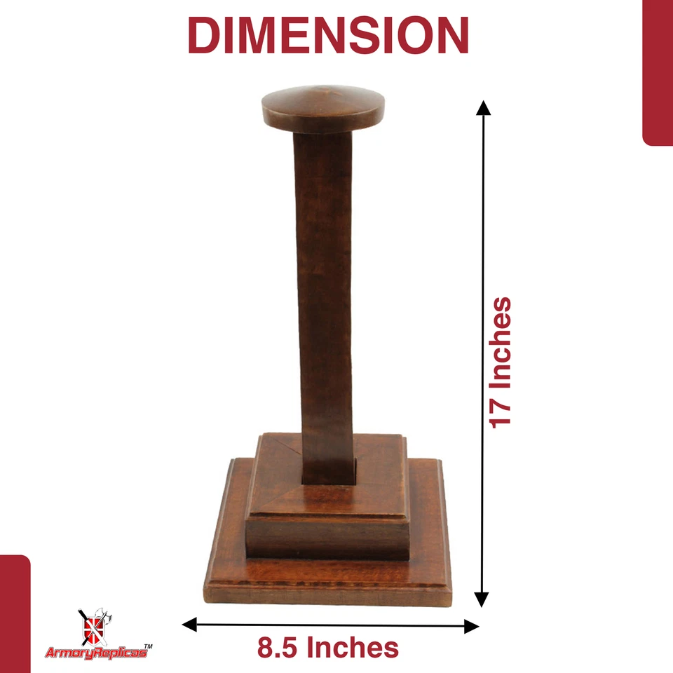 СТОЙКА ДЛЯ БРОНИ ШЛЕМА ИЗ МАНГО ДЕРЕВА | КВАДРАТНАЯ ОСНОВА РУЧНОЙ РАБОТЫ ПОЛИРОВАННАЯ ДЕРЕВЯННАЯ ВИТРИНА - Изображение 2 из 4
