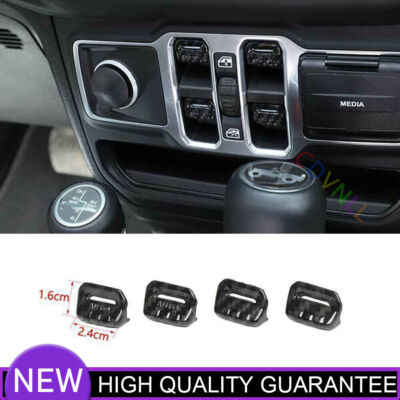 Glass Window Lifting Lock Panel Trim For Jeep Wrangler JL 18-21 4DR Carbon Fiber