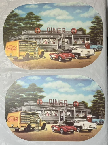 2VTG Coca Cola Retro Diner Plastic Foam Placemat 17x11 By Pamela C.Renfroe