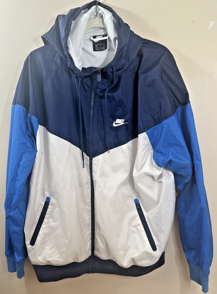 Vintage Nike Full Zip Windbreaker Retro Color Block Blue White