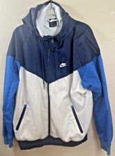 Vintage Nike Full Zip Windbreaker Retro Color Block Blue White Jacket Mens XL