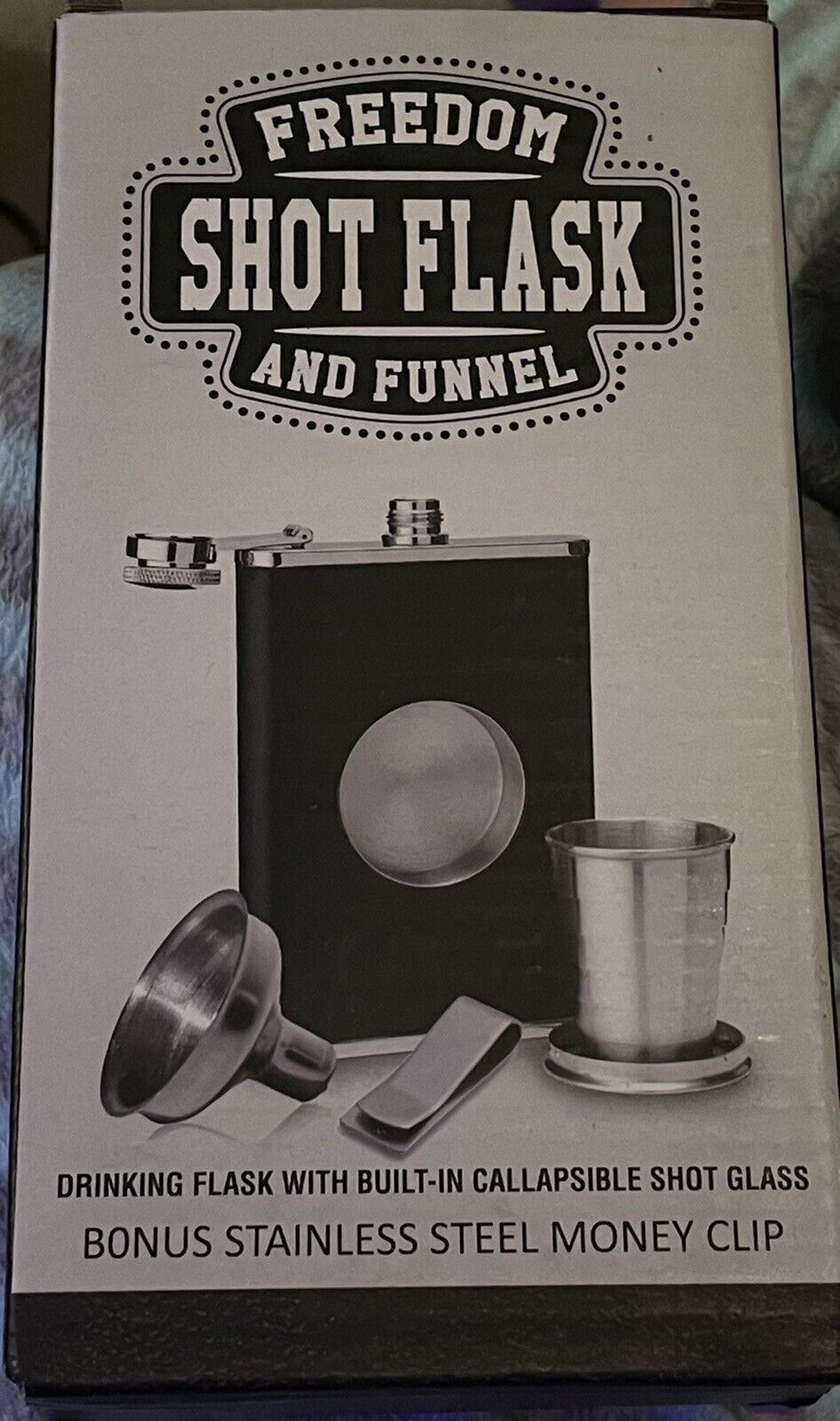8oz Shot Flask with Bonus Funnel and Money clip Gift Set by Free