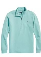Vineyard Vines Men's Andros Blue Quarter Zip Sweatshirt, Large