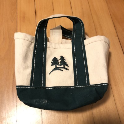 Vintage LL BEAN Mini 8” Boat Tote Made USA RETIRED Maine Trees RARE
