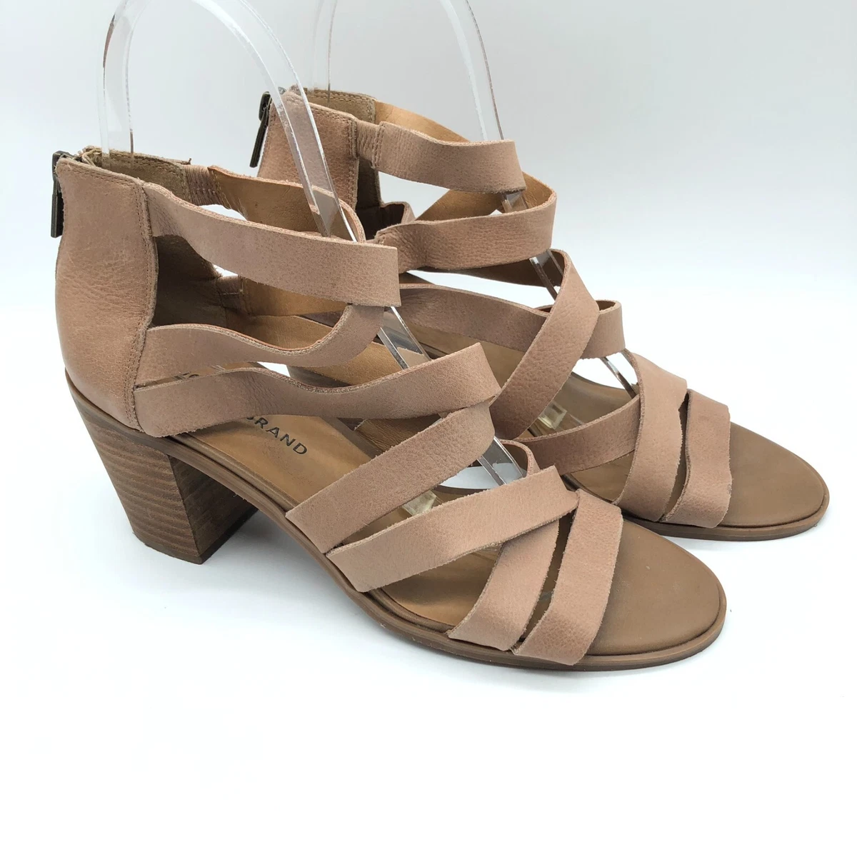 Lucky Brand Kallia Sandals Strappy Leather Block Heel Open Toe