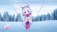 Landscape anime girls snow pictureinpicture bunny ears Custom Gaming Mat Desk