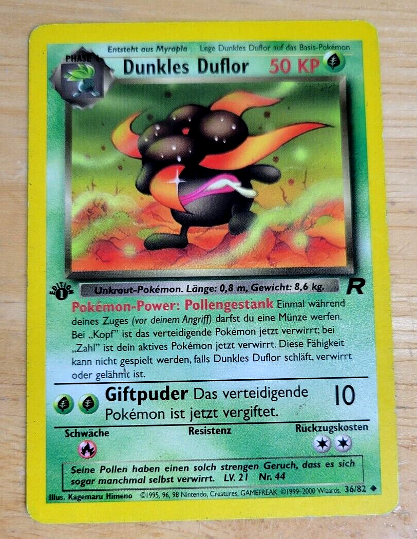 GERMAN 2000 POKEMON EXCELLENT NOT NM Team Rocket 36/82 Dark Duflor