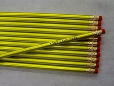 12 Round "Yellow" Metallic Painted Personalized Pencils