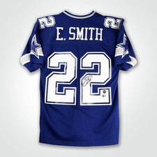 Emmitt Smith Signed NFL Dallas Cowboys Blue Mitchell & Ness Replica Jersey