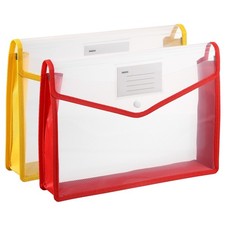 2 Plastic Folders A4 with Snap Closure, Red/Yellow, Horizontal for