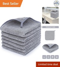 Washcloth Set 6 Pack 13x13 Inch Microfiber Quick Drying Grey Towel