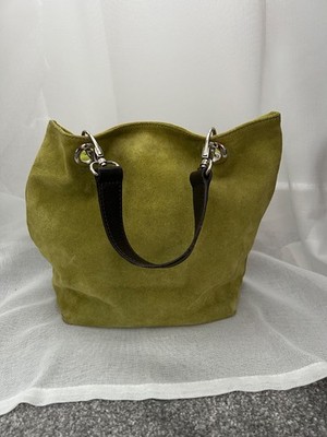 Hobbs Leder Wildleder kleine Handtasche Top Griffe grün hell flippig Hobo Slouch