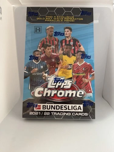 2021-22 TOPPS CHROME BUNDESLIGA SOCCER FACTORY SEALED HOBBY BOX HAALAND AUTO’s🤪
