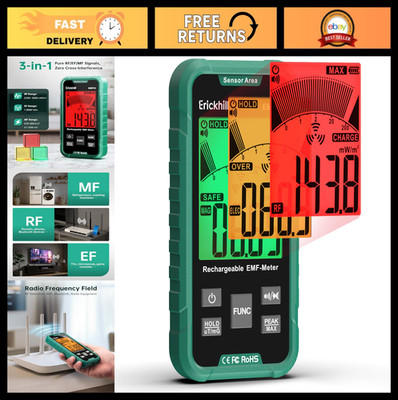 3-in-1 Portable EMF Meter & Radiation Detector for RF, EF, MF, WiFi - Rechargeab
