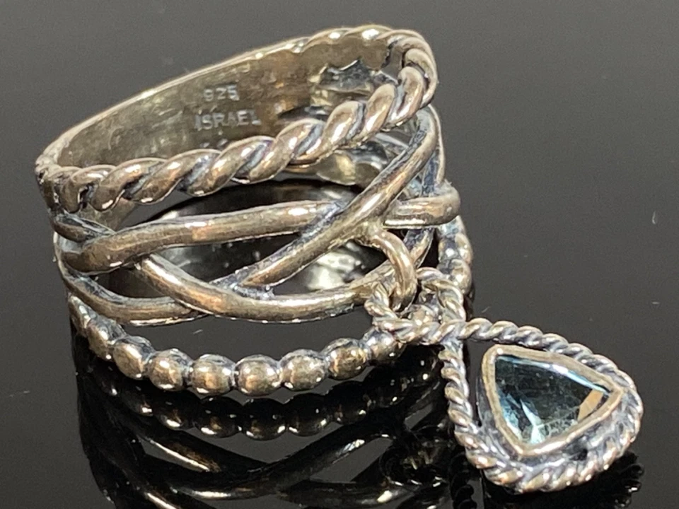 Anel pingente de prata esterlina e topázio Didae Shablool - Tamanho 9 / 6,23 gramas - Imagem 4 de 4