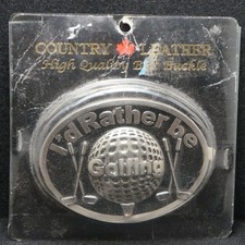 XA11171 NOS VINTAGE 1970s  I'D RATHER BE GOLFING  SPORTS MENS BELT BUCKLE