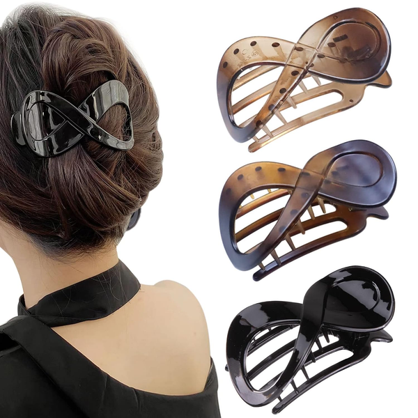 Kavya 3 Pcs Haarspangen Damen Schildpatt Haarklammer Groß, Rutschfest Haarklamme-image