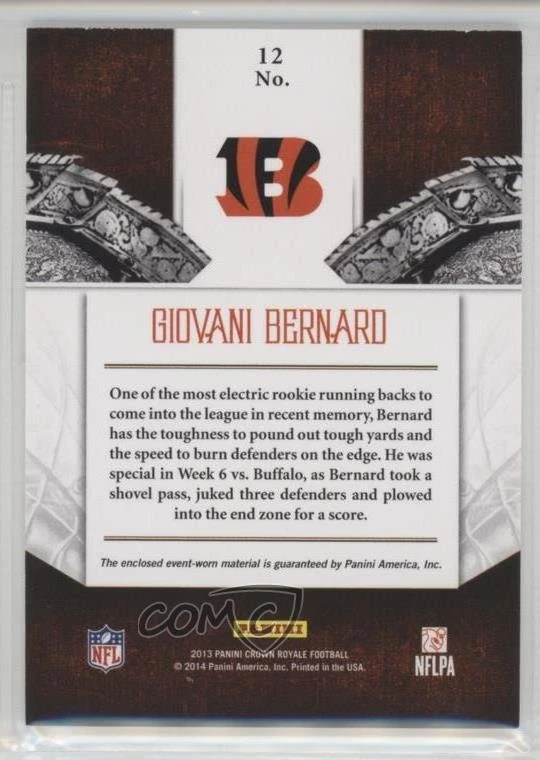 2013 Panini Crown Royale Retail Red /299 Giovani Bernard #12 Rookie RC - Image 2 of 2