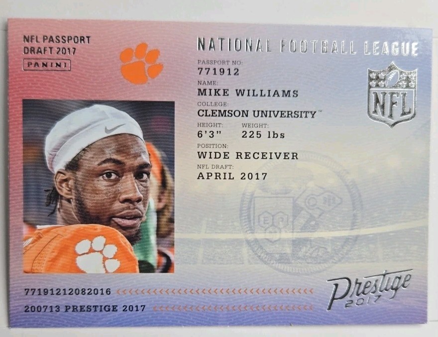 2017 Panini Prestige NFL Passport Mike Williams #20 RC Los Angeles Chargers 