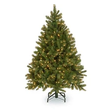 Pre-Lit 'Feel Real' Artificial Full Downswept Christmas Tree Green Douglas Fi...