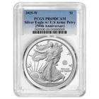 2025-W Proof $1 American Silver Eagle Army Privy PCGS PR69DCAM Blue Label 250th