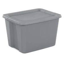 Large Storage Bin, 18 Gallon Plastic Storage Container with Snap-On Lid, Gray