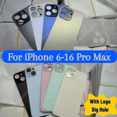 Replacement Rear Back Glass Big Hole For iPhone 14 13 12 11 15 16 XS X 8 SE Lot