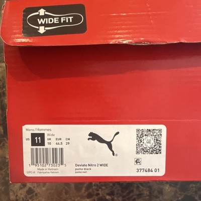 PUMA Deviate Nitro 2 Wide carbon Plate Black White Men's   377484-01 with Box