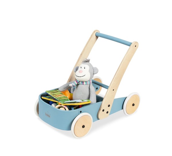 Pinolino Fiete Lauflernwagen Mit Bremssystem - Lauflernhilfe Aus Holz In Blau-image